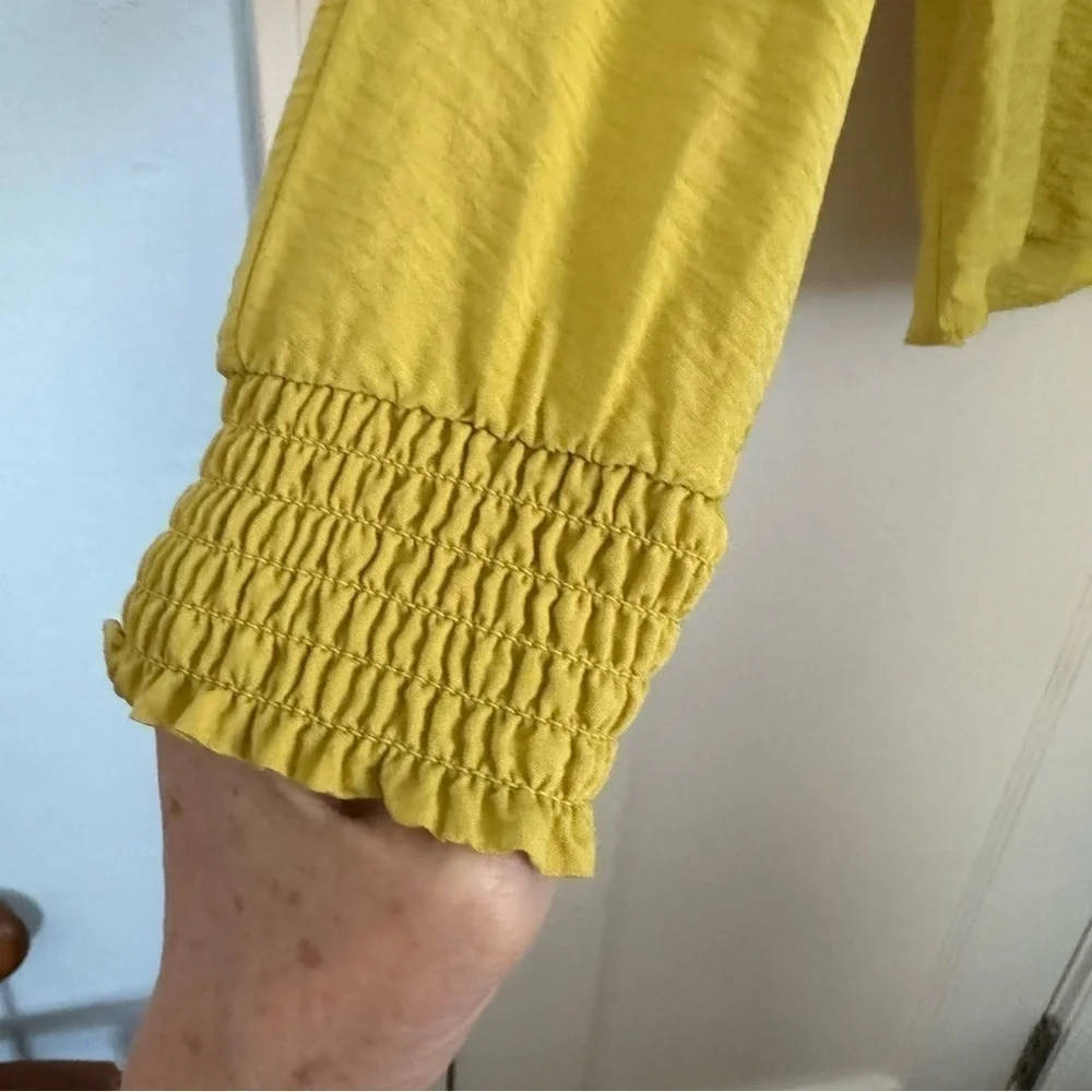 Marc New York Blouse Capt Mustard Yellow Short Sleeve Top Sz L